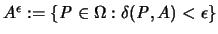 $A^{\epsilon} :=\{ {\mathit P} \in \Omega : \delta({\mathit P},A) < \epsilon \}$