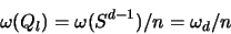 \begin{displaymath}
\omega(Q_l) = \omega ( S^{d-1} )/n = \omega_d/n
\end{displaymath}