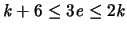 ${\mathit k}+6 \leq 3{\mathit e} \leq 2{\mathit k}$