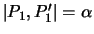 $\vert P_1,P_1'\vert = \alpha$